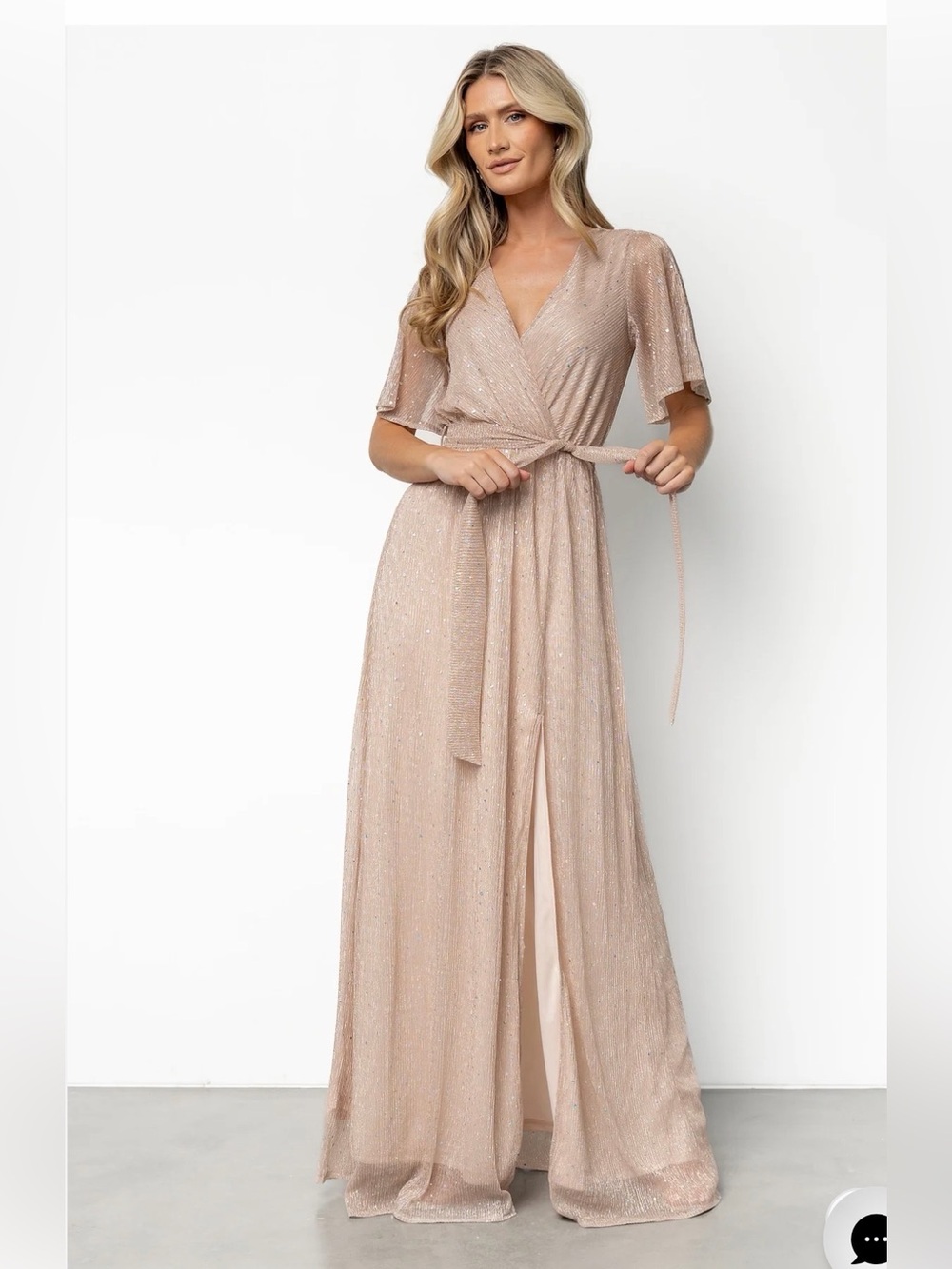 Baltic Born Blush Shimmer Wrap Maxi Dress